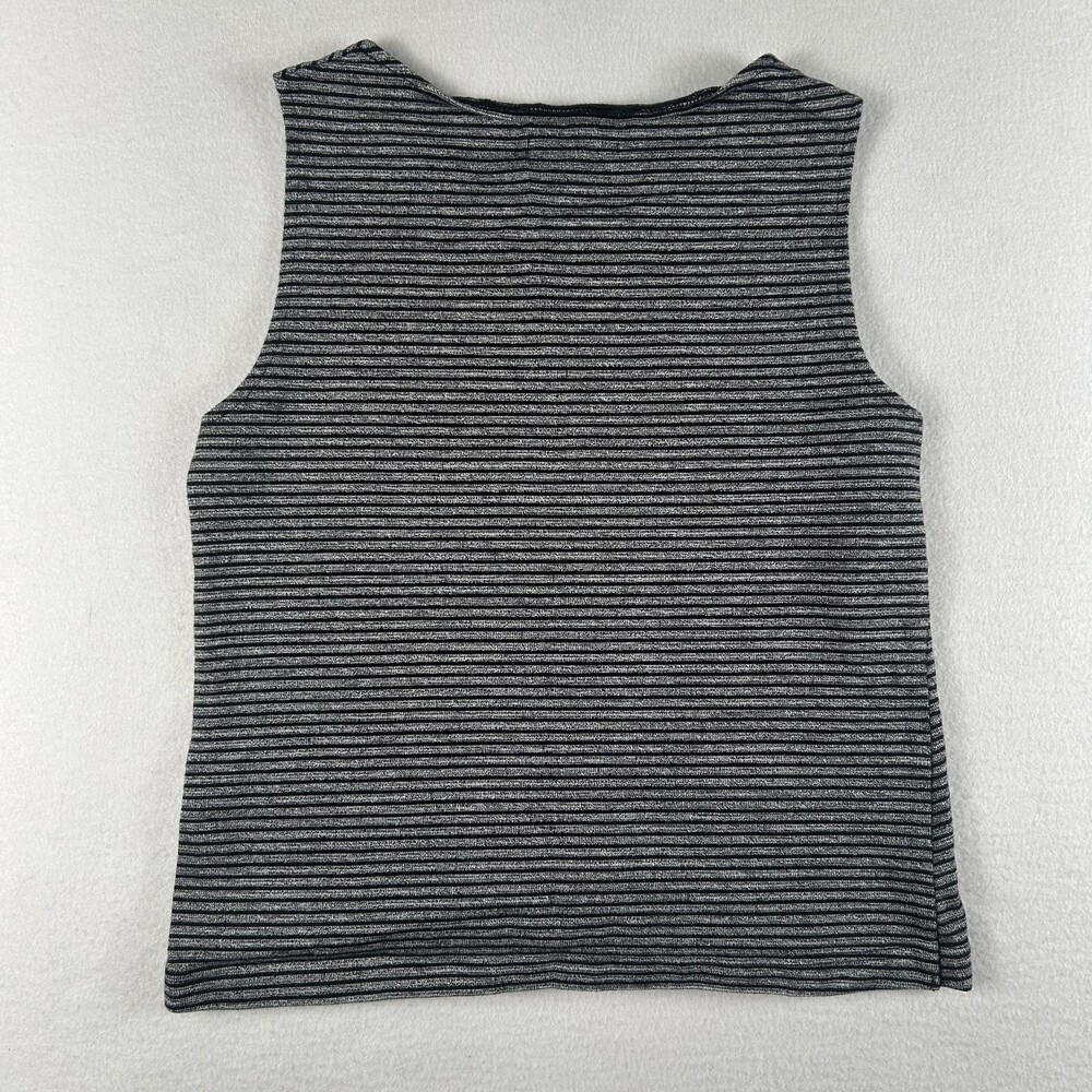 Madewell Tank Top Womens XS Gray Striped Crew Neck Asym Hem Knit Sleeveless - Picture 8 of 11